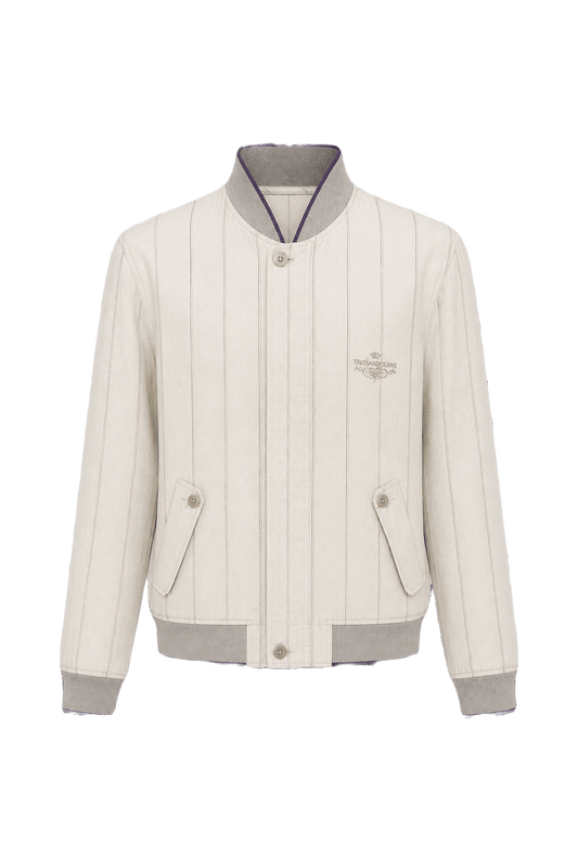 1980s Light Beige Cotton Blend Jacket - Front View