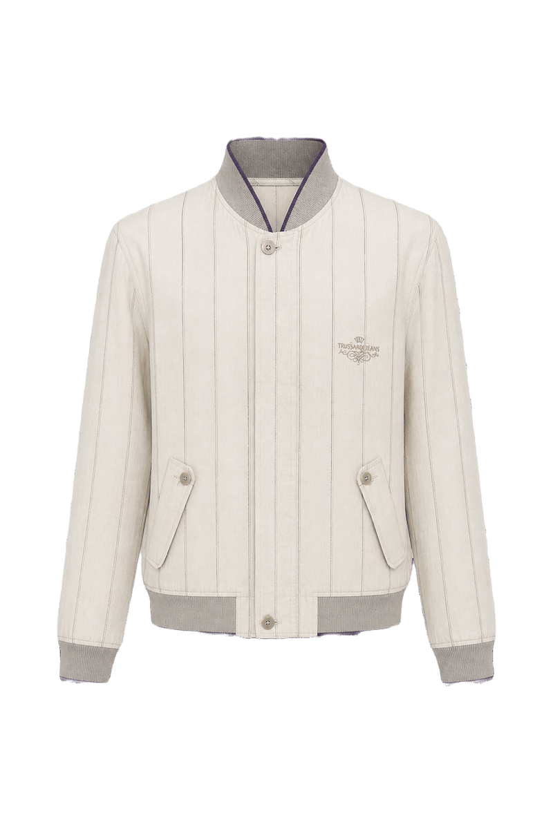 1980s Light Beige Cotton Blend Jacket - Front View