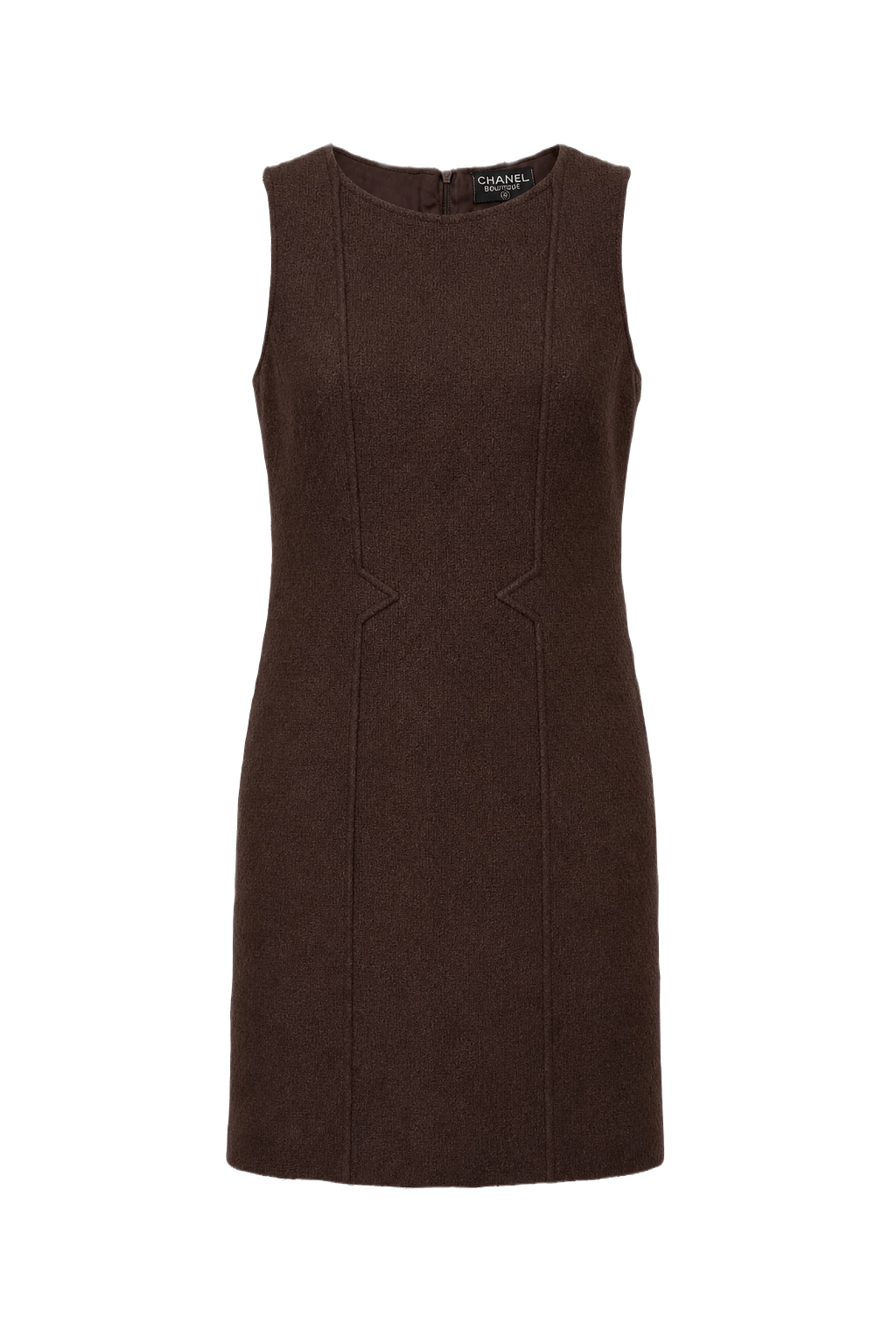1990s Brown Wool Shift Dress - Front View