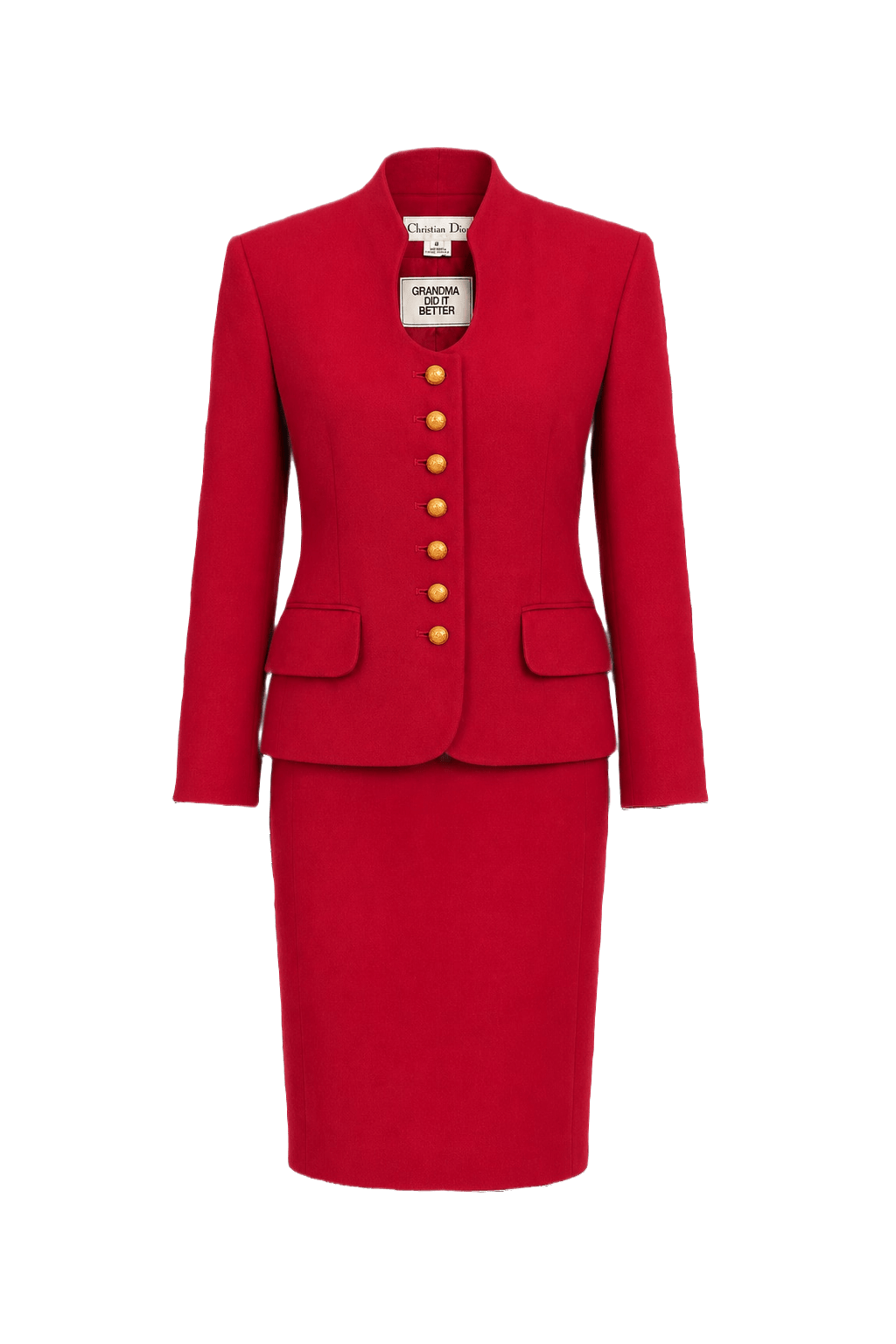 1980s Red Wool Blazer - Front View