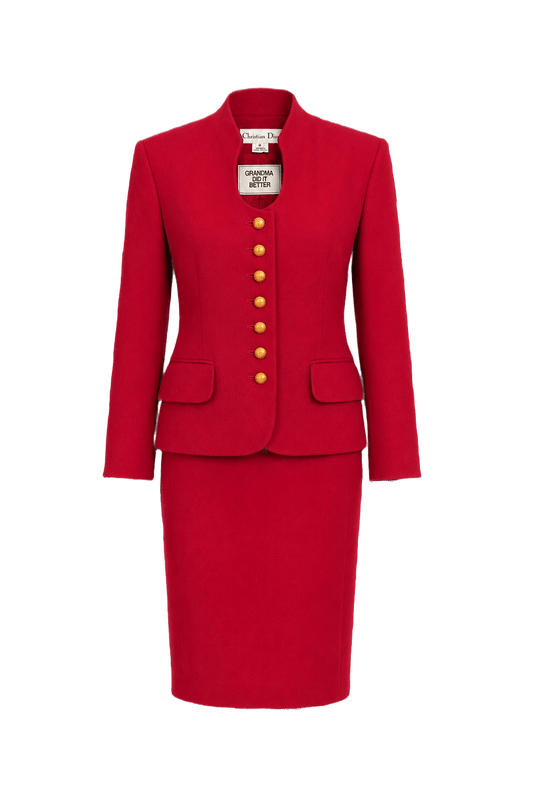 1980s Red Wool Blazer - Front View