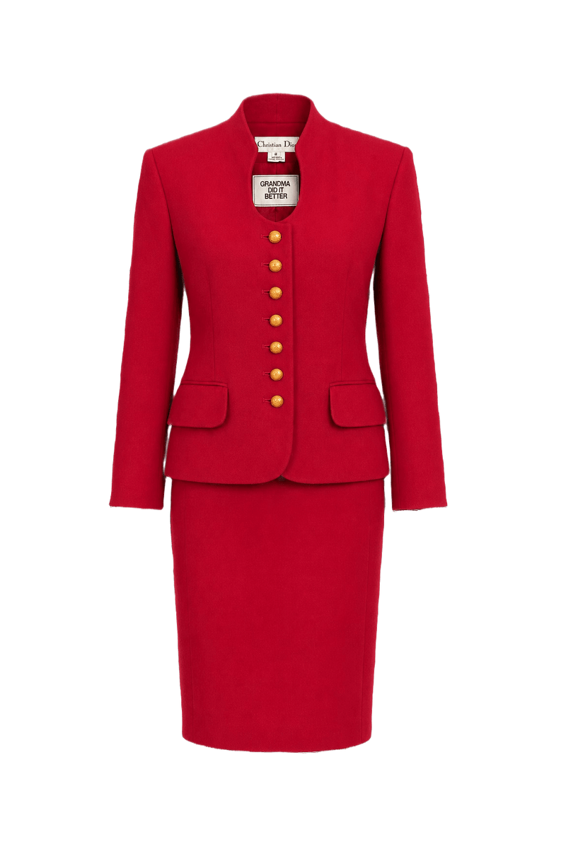1980s Red Wool Blazer - Front View