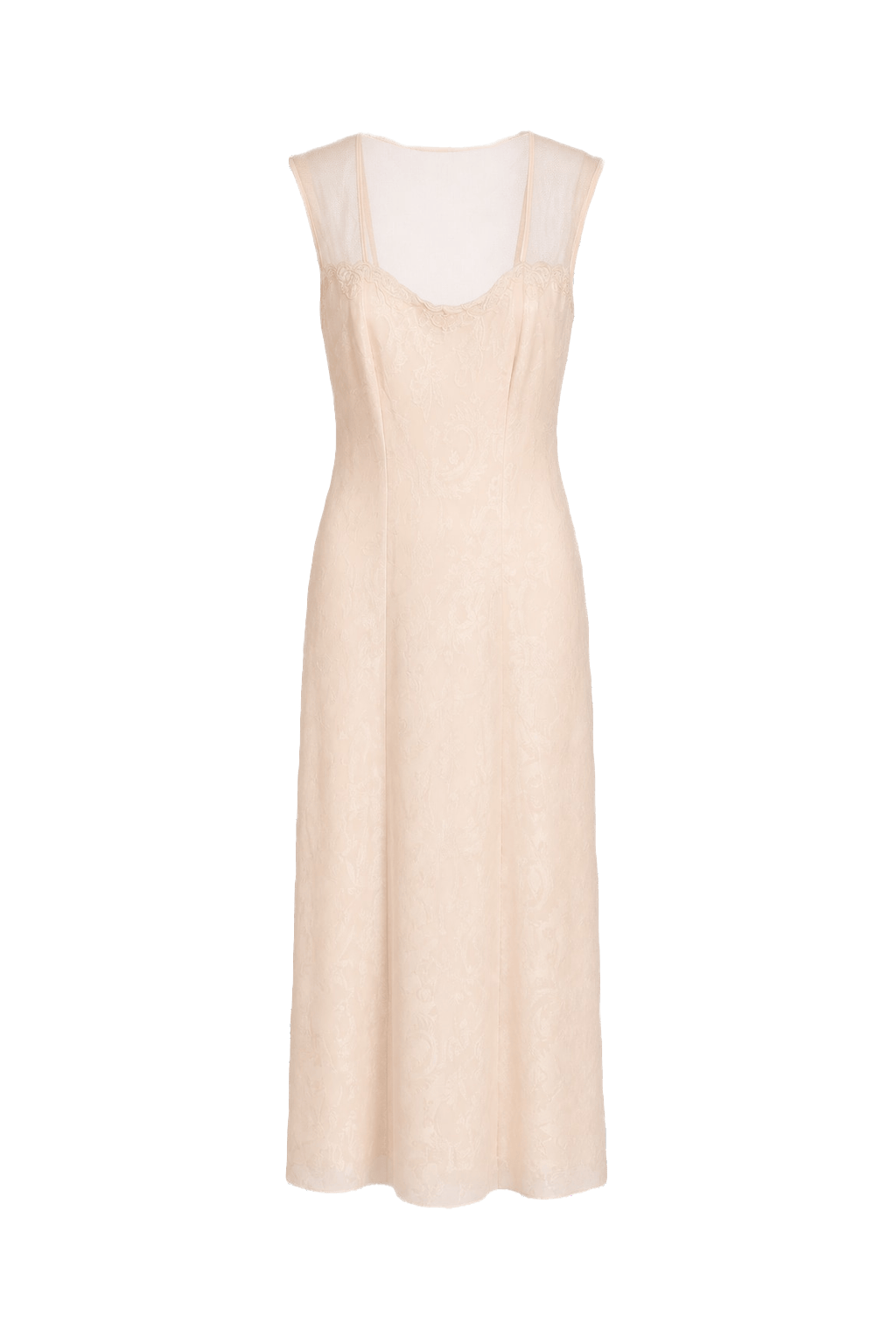 1990s Cream White Silk Slip Dress - Front View