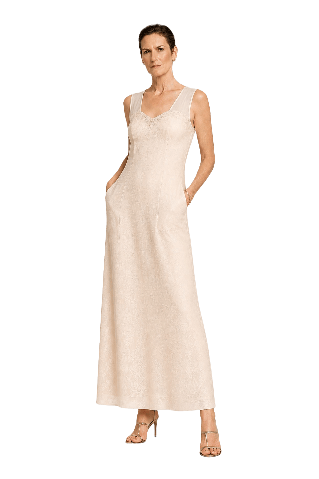 1990s Cream White Silk Slip Dress - Model