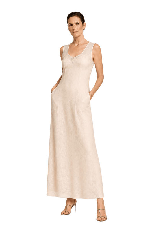 1990s Cream White Silk Slip Dress - Model