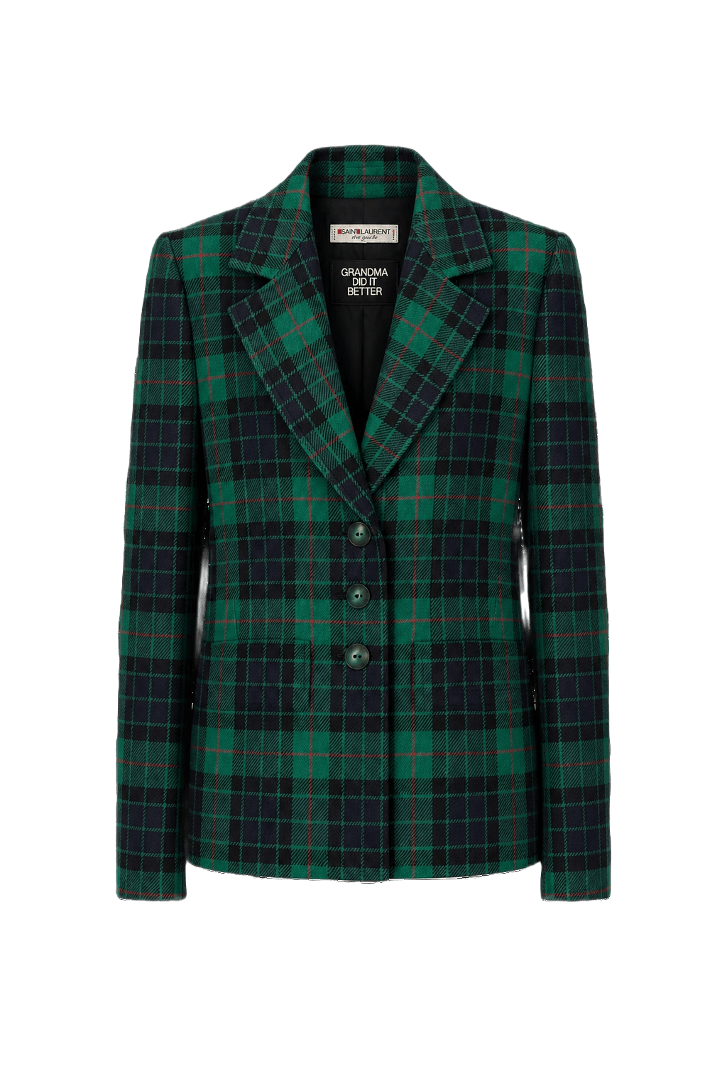 1970s Green Wool Blazer - Front View