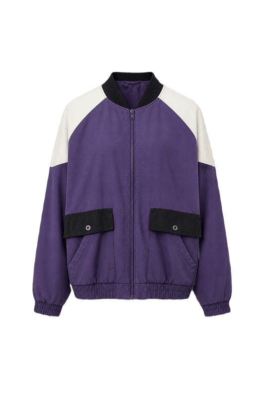 1980s Purple Cotton Blend Jacket - Front View