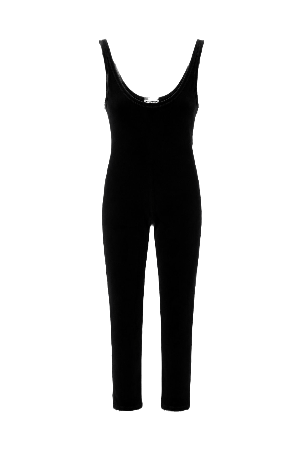 1990s Black Velvet Jumpsuit - Front View
