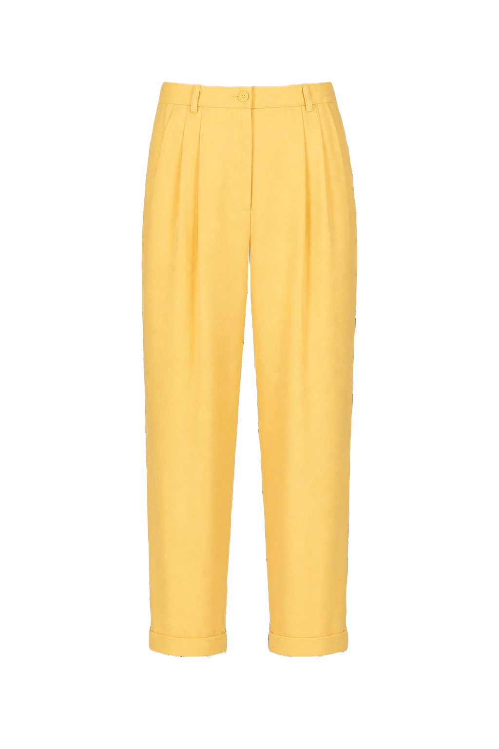1990s Yellow Cotton Blend Trousers - Front View