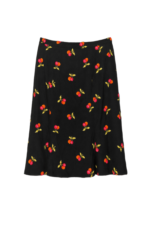 1990s Black Polyester Blend Skirt - Front View