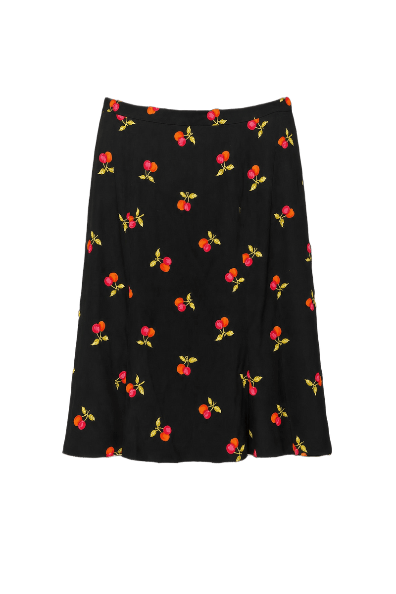 1990s Black Polyester Blend Skirt - Front View