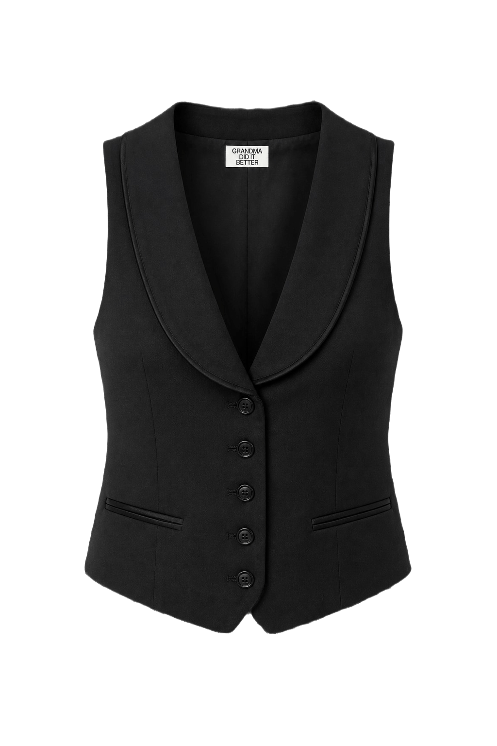 1990s Black Wool Blend Vest - Front View