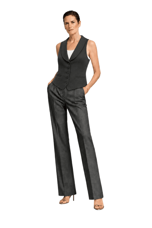1990s Black Wool Blend Vest - Model