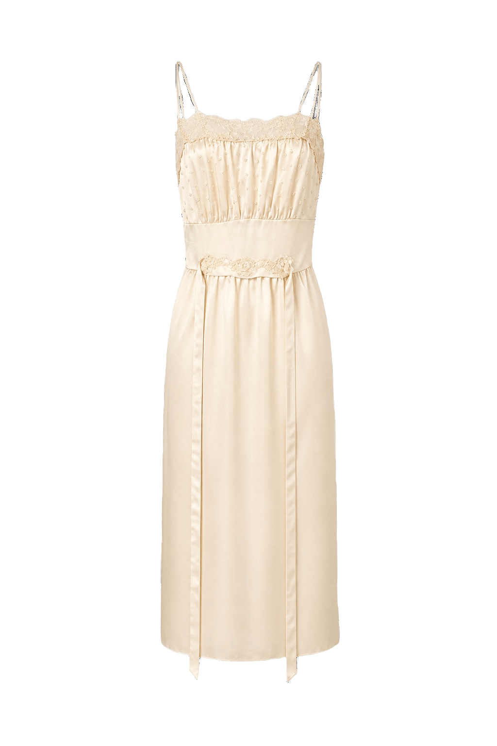1990s Cream Nylon Slip Dress - Front View