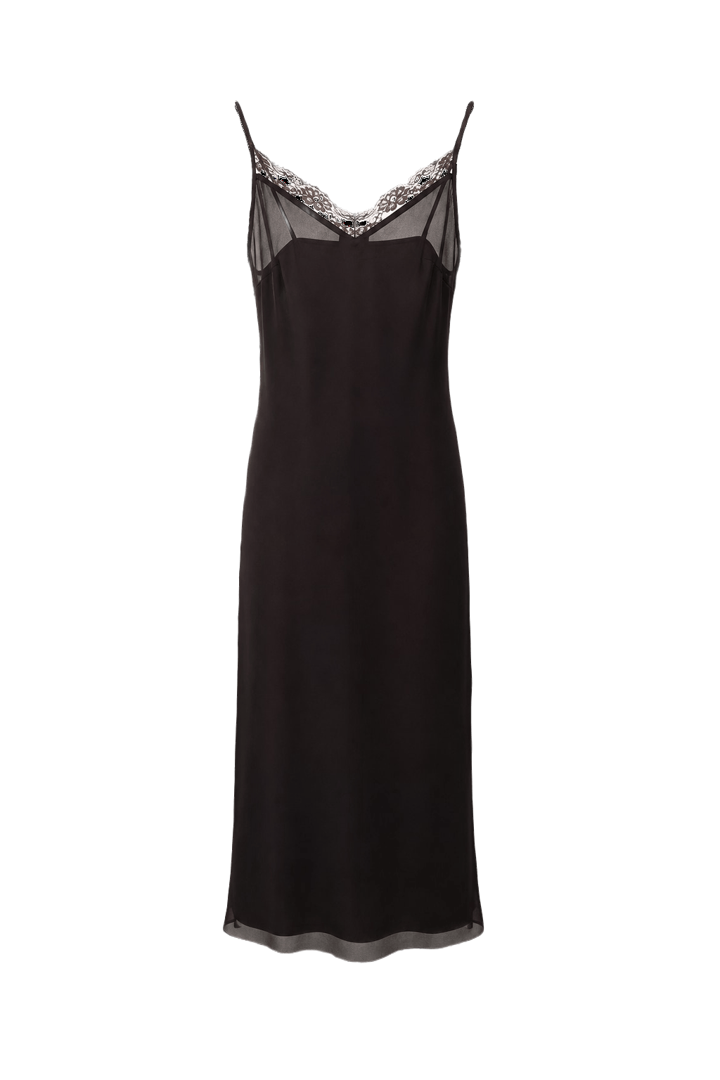 1990s Black Nylon Slip Dress - Front View