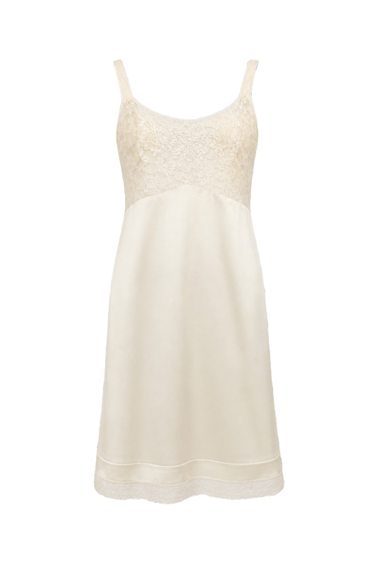 1950s Cream Nylon Slip Dress - Front View