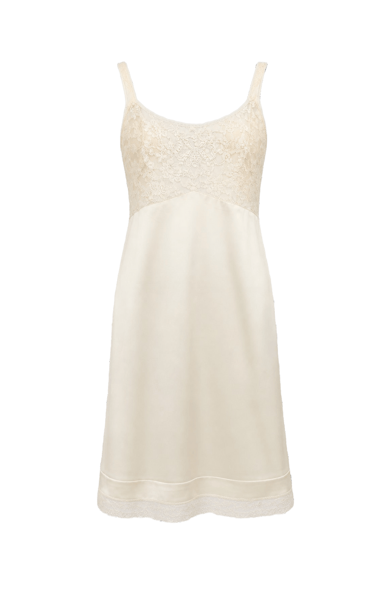 1950s Cream Nylon Slip Dress - Front View