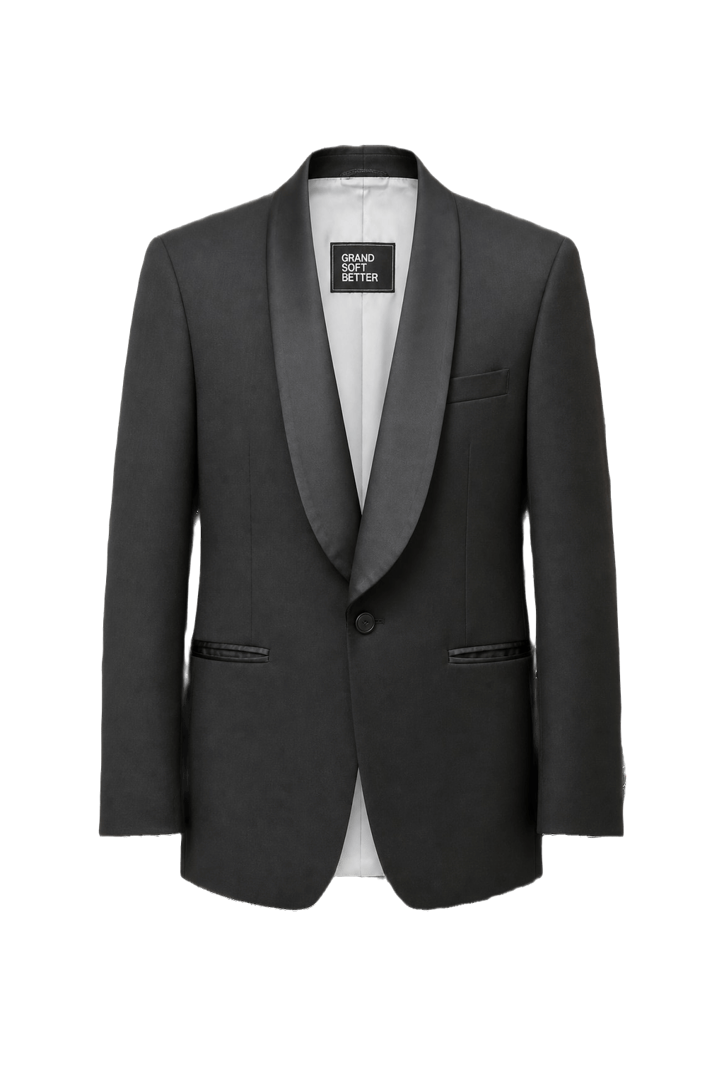 1980s Black Wool Blend Blazer - Front View