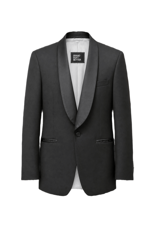 1980s Black Wool Blend Blazer - Front View