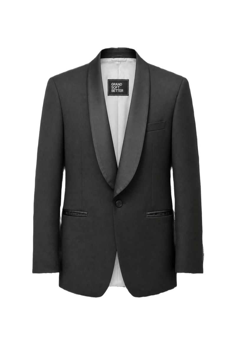 1980s Black Wool Blend Blazer - Front View