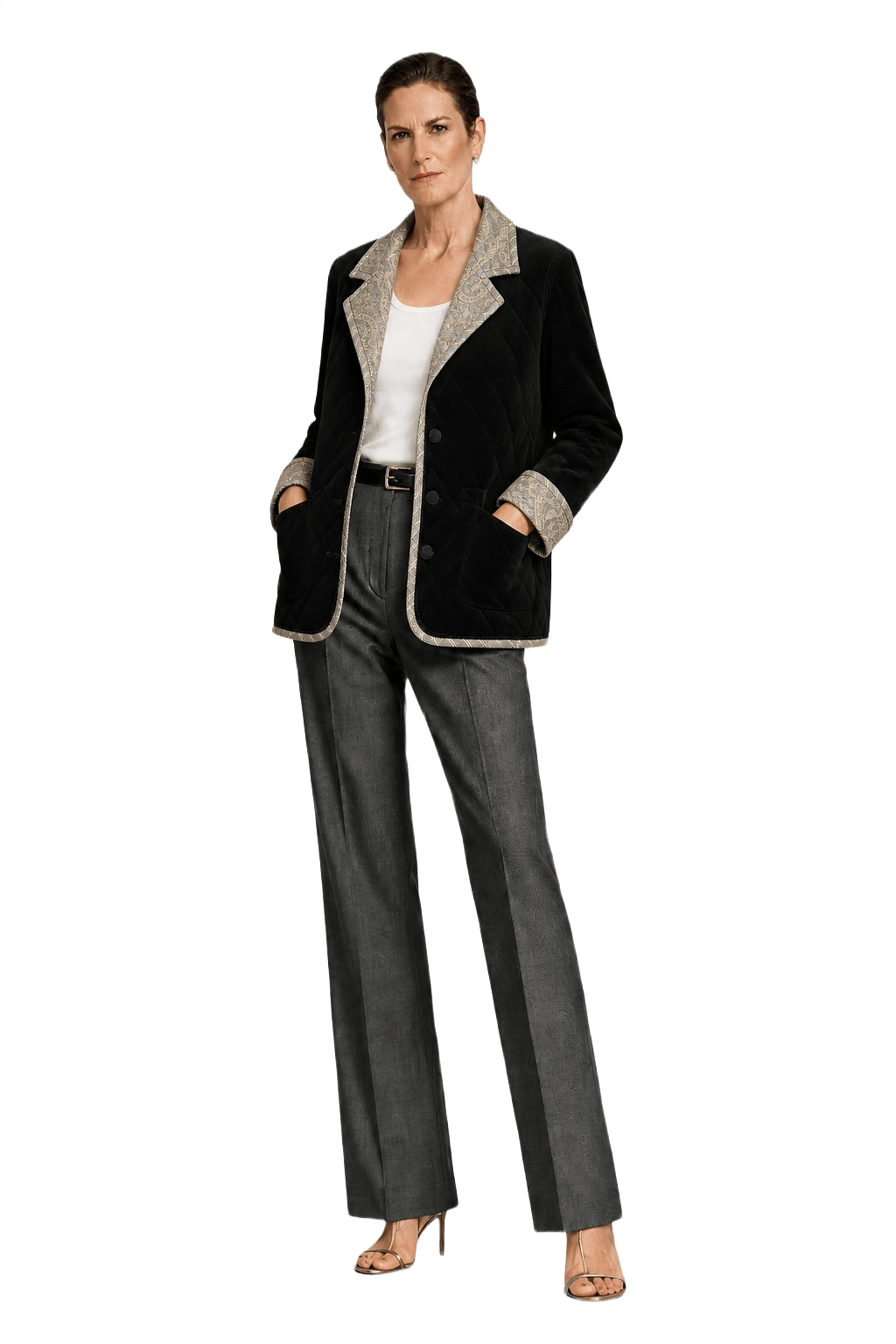 1990s Black Velvet Jacket - Model