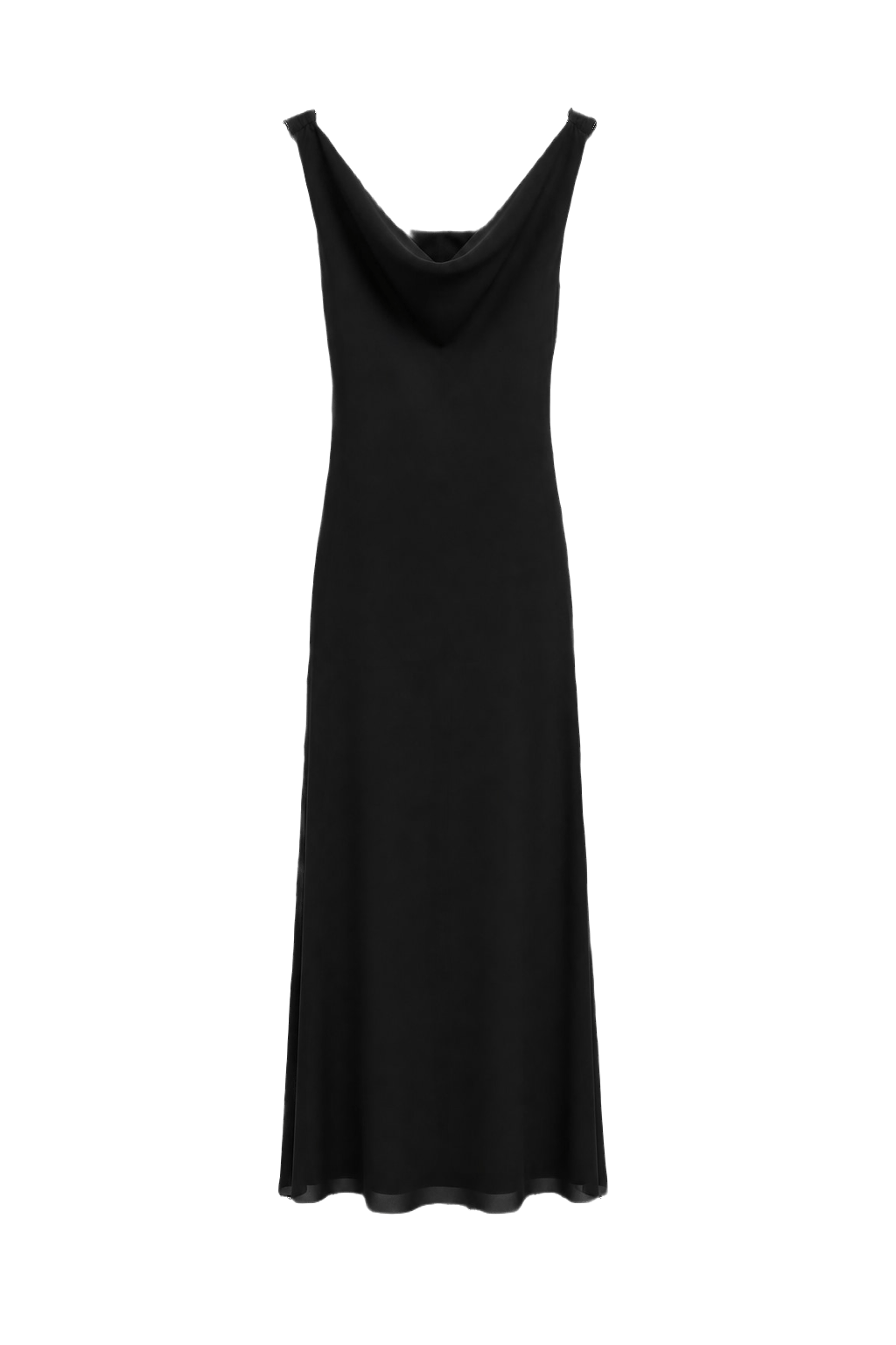 1990s Black Nylon Slip Dress - Front View