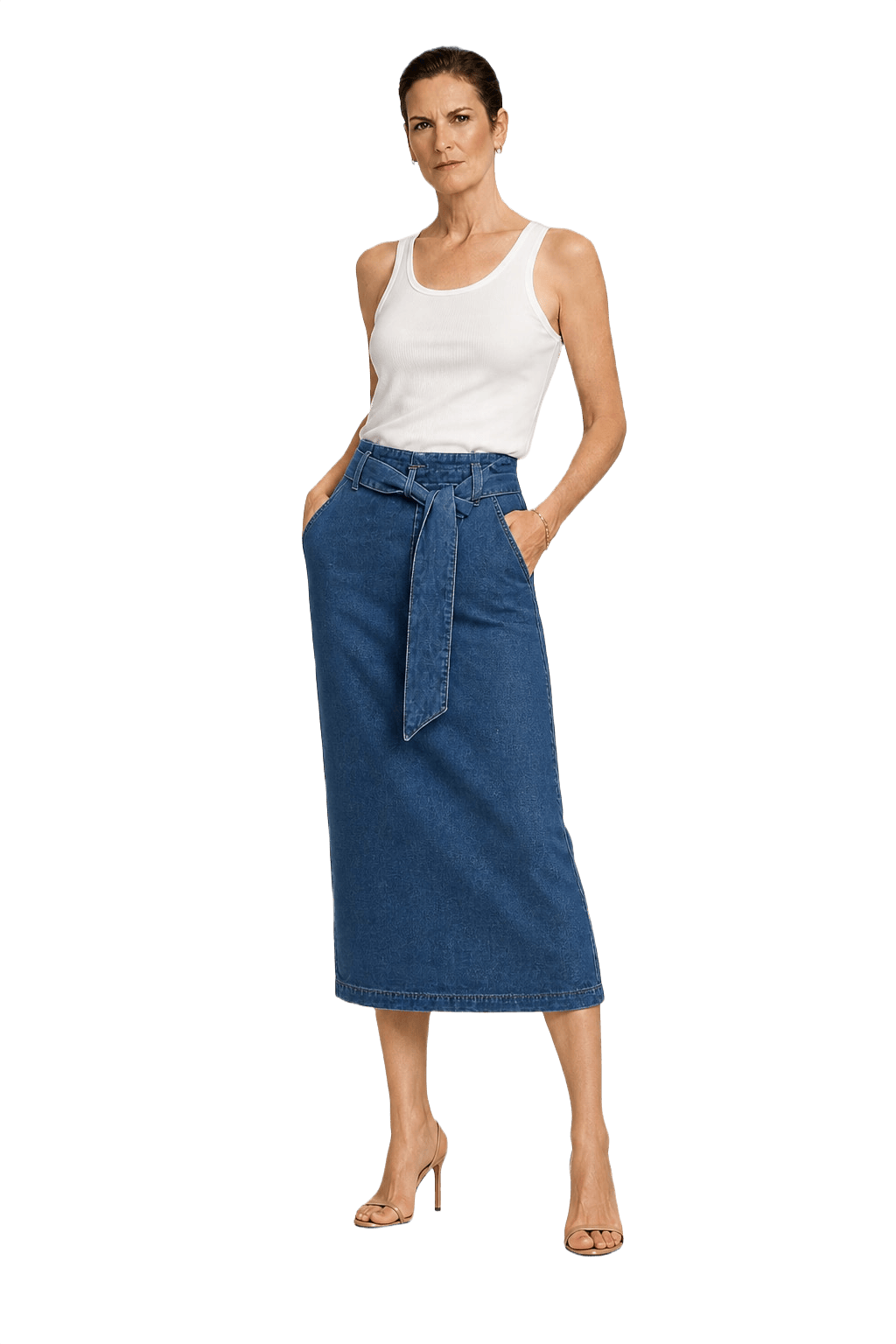 1990s Blue Denim Skirt - Model