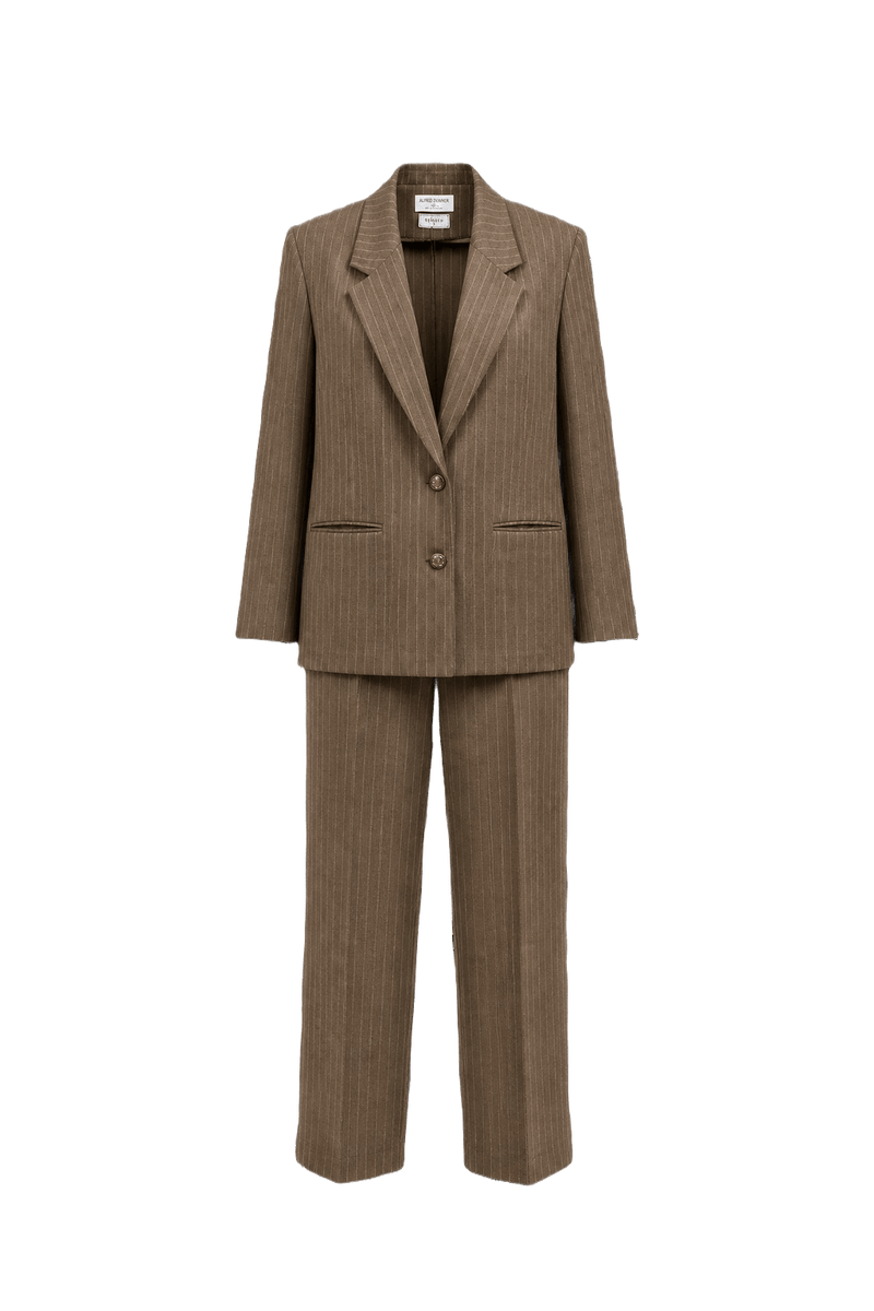 1970s Brown Wool Blend Blazer and Trousers - Front View