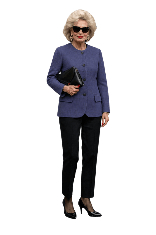 1980s Blue Wool Jacket - Model
