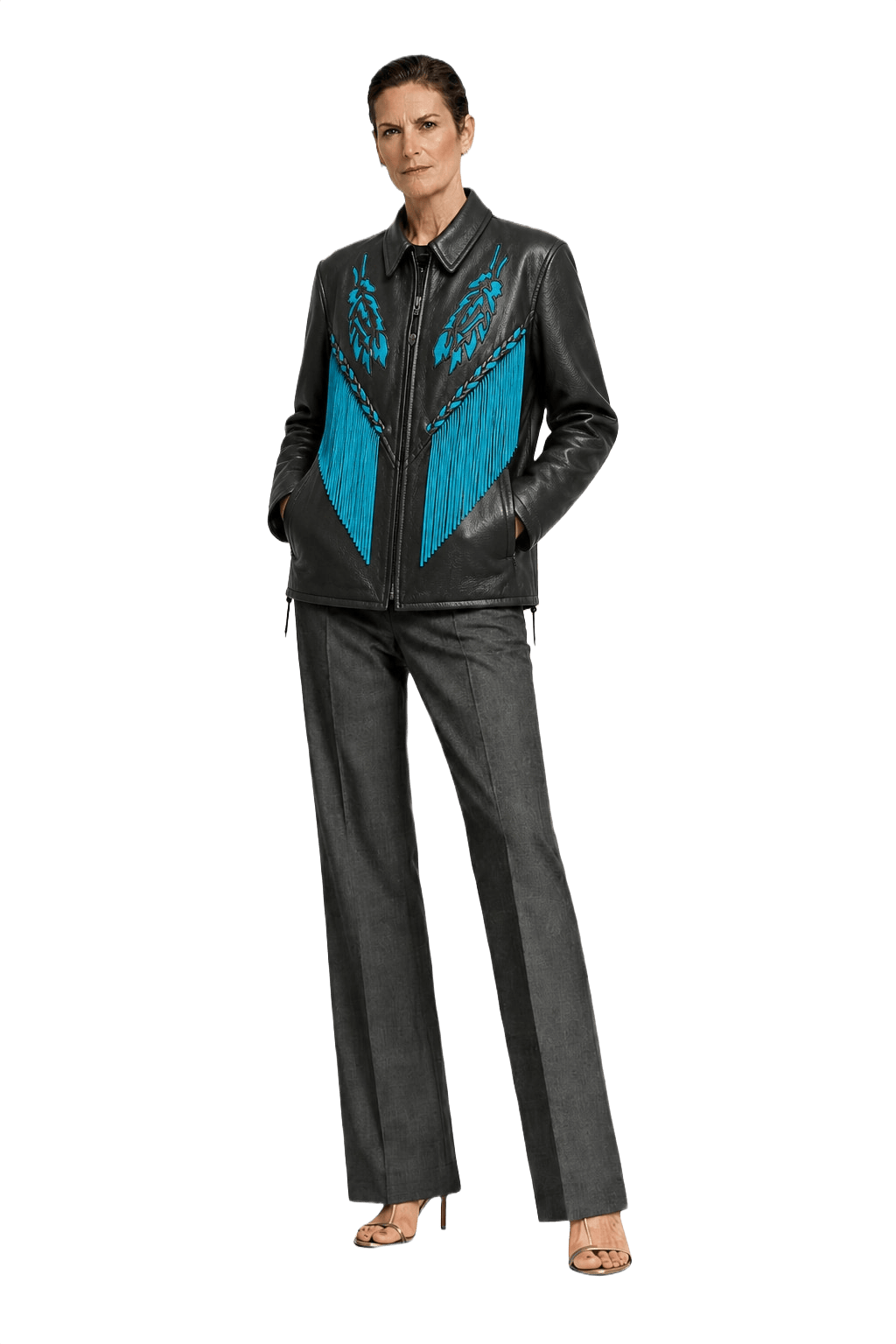 1990s Black Leather Jacket - Model