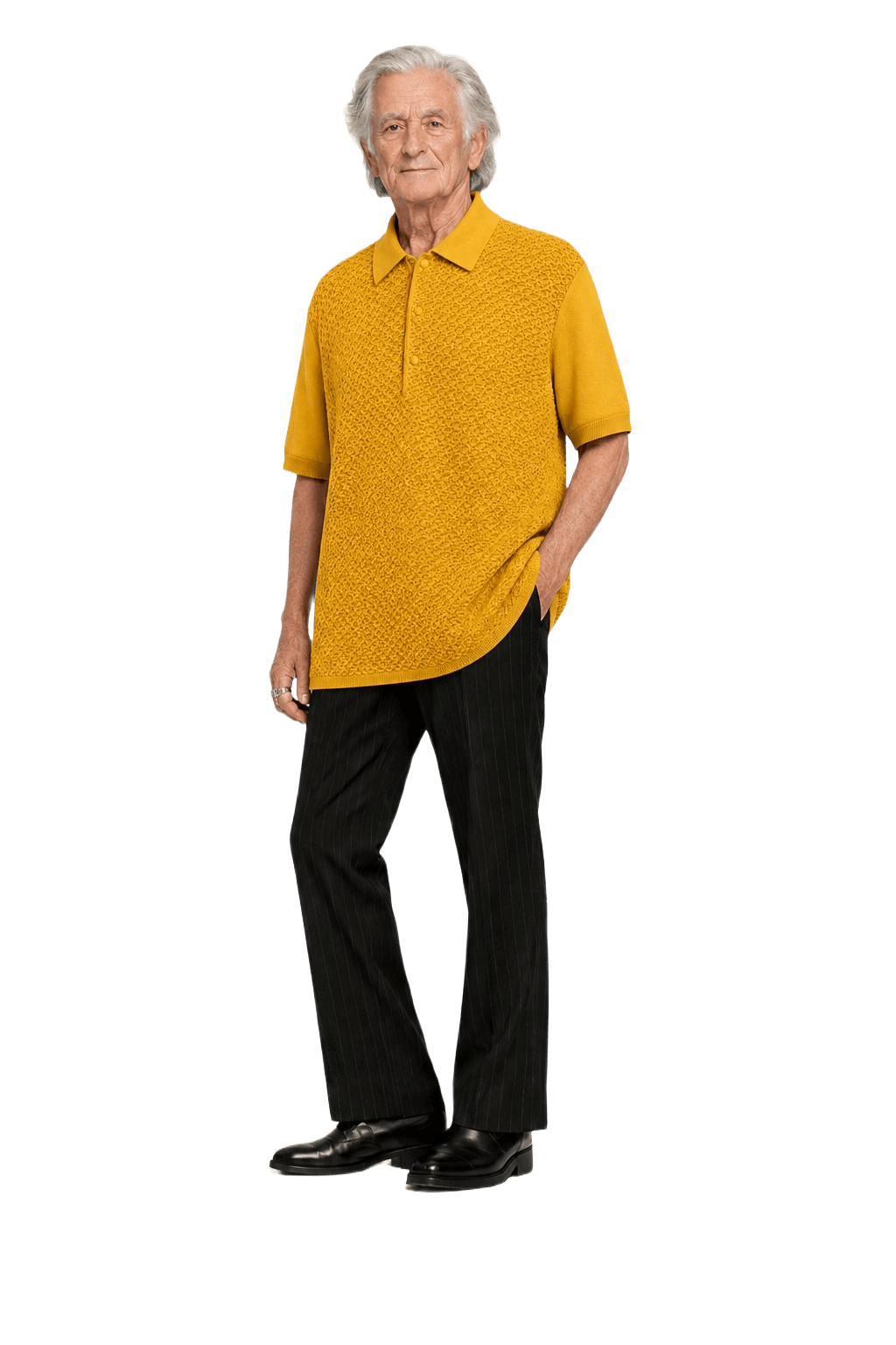 1970s Mustard Yellow Cotton Blend Polo - Model