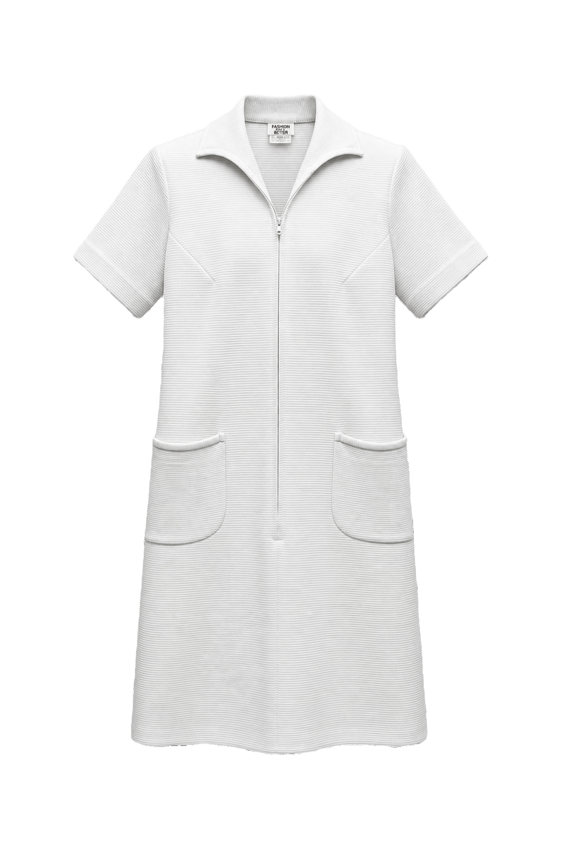1960s White Dacron Shift Dress - Front View