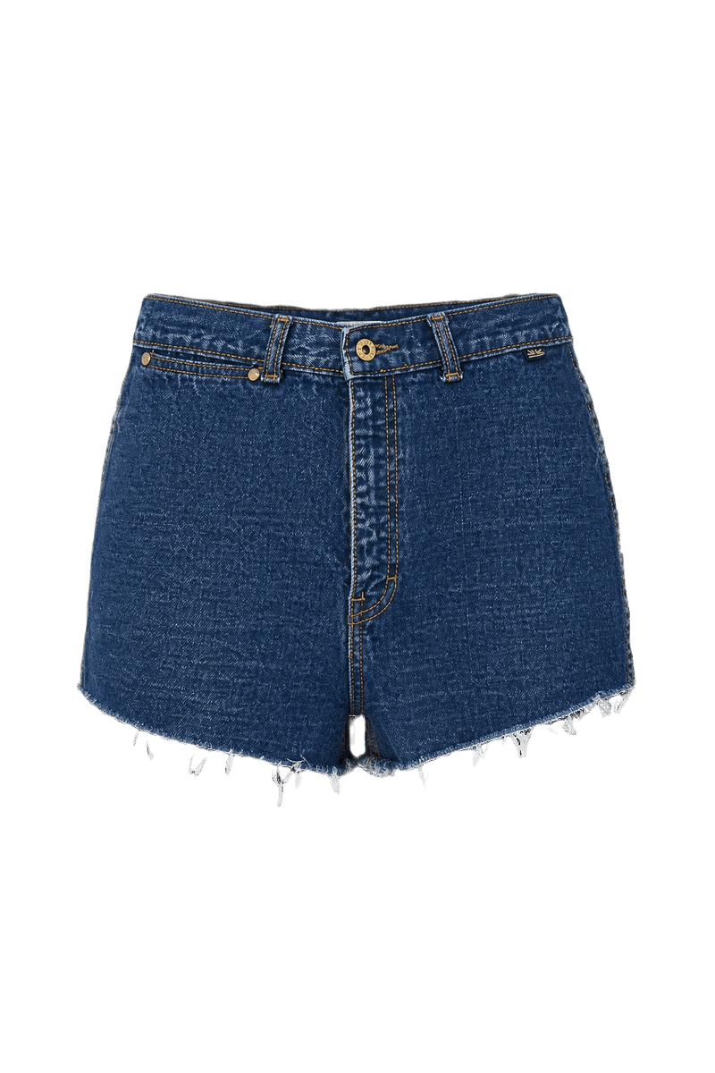 1980s Blue Denim Womens Shorts - Front View