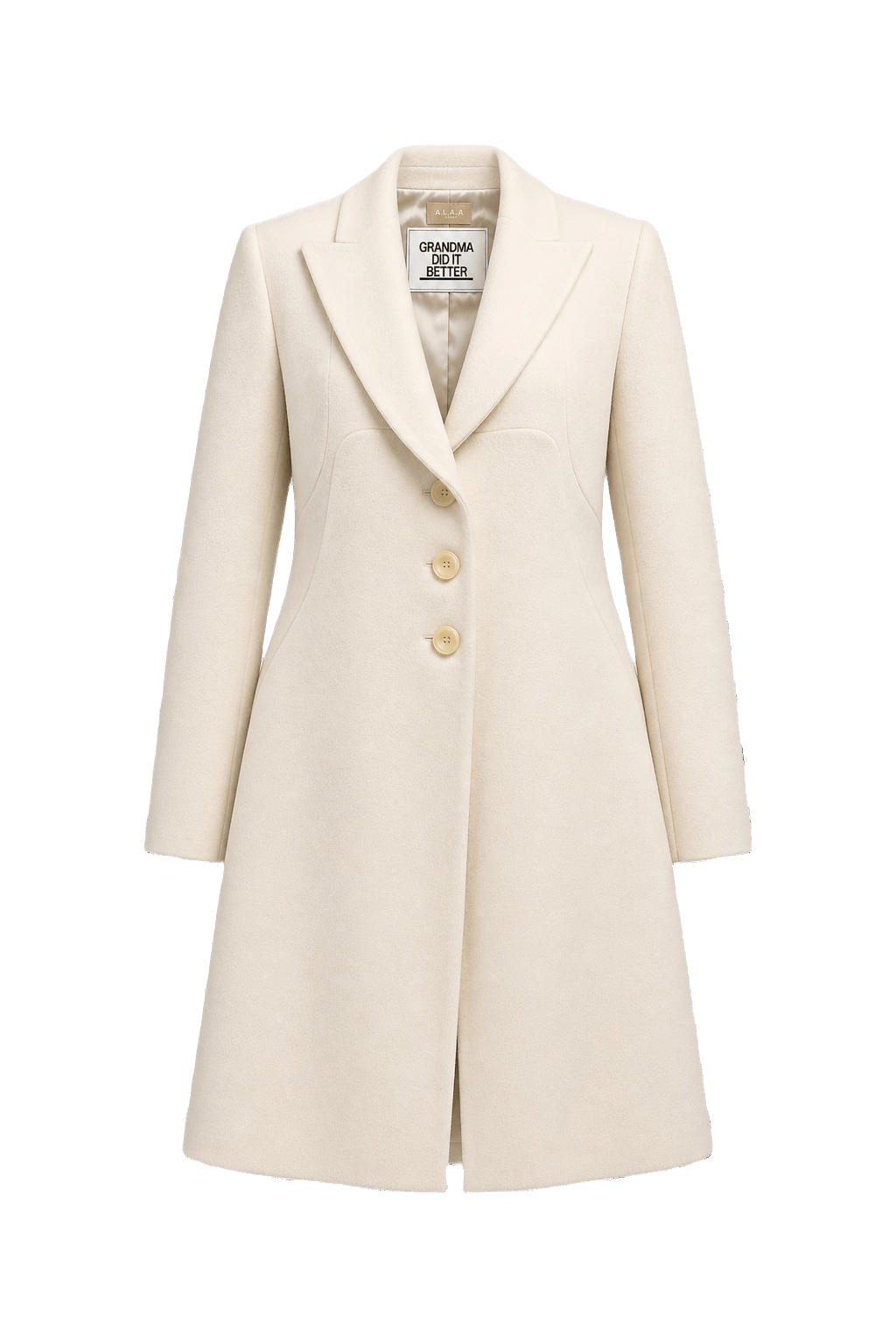1990s Cream Wool Coat - Front View