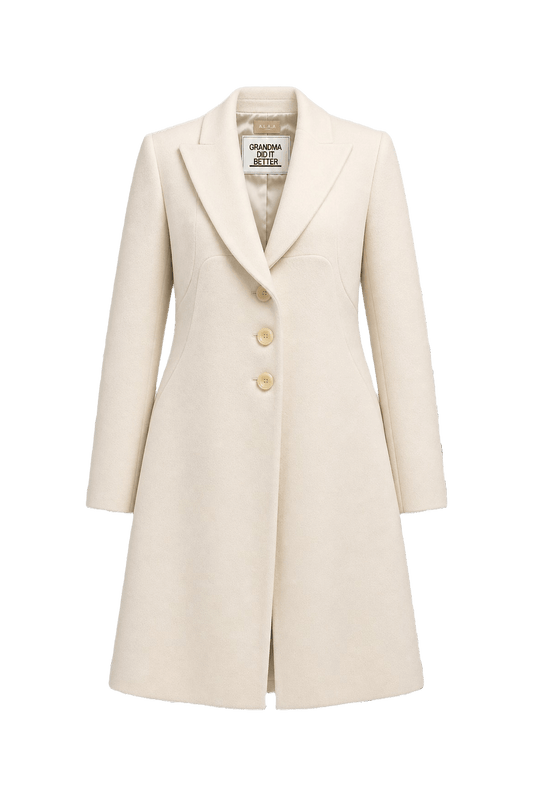 1990s Cream Wool Coat - Front View