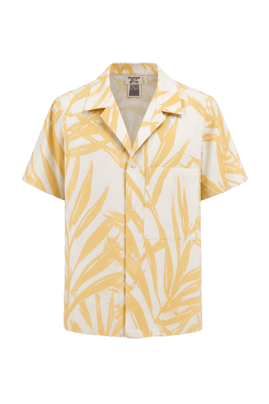 1990s Beige Cotton Hawaiian Shirt - Front View