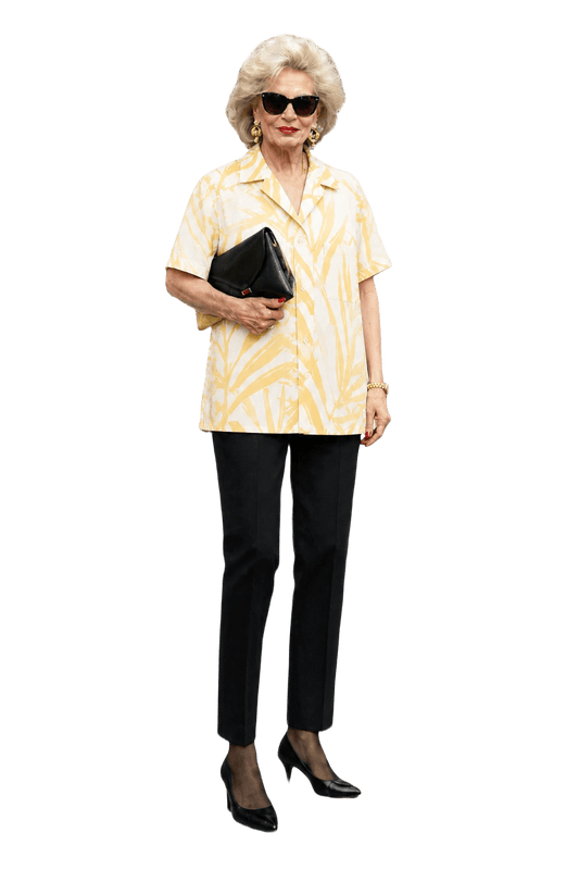 1990s Beige Cotton Hawaiian Shirt - Model