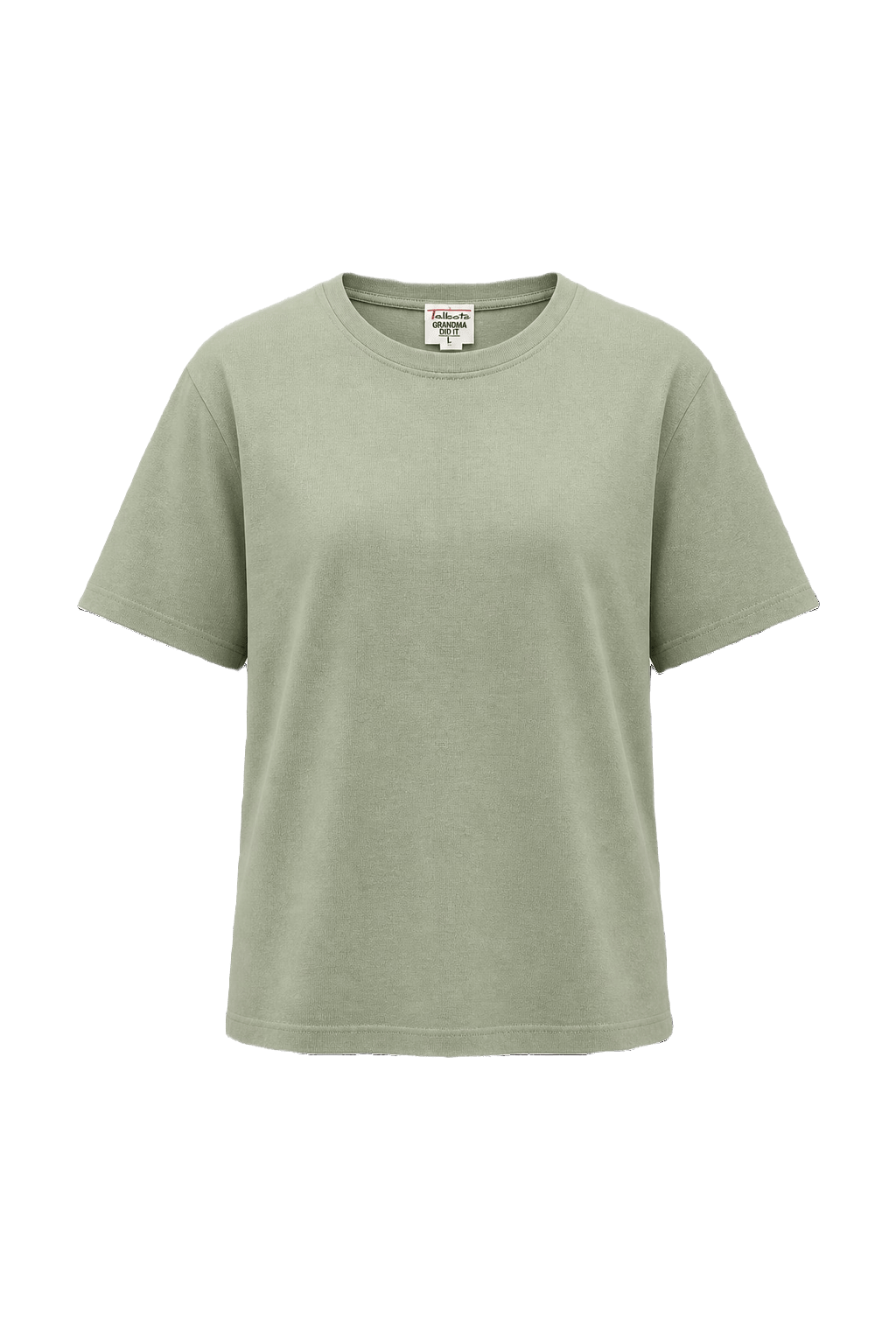 A light green cotton t-shirt featuring a classic crew neck and short sleeves. Th - Front View