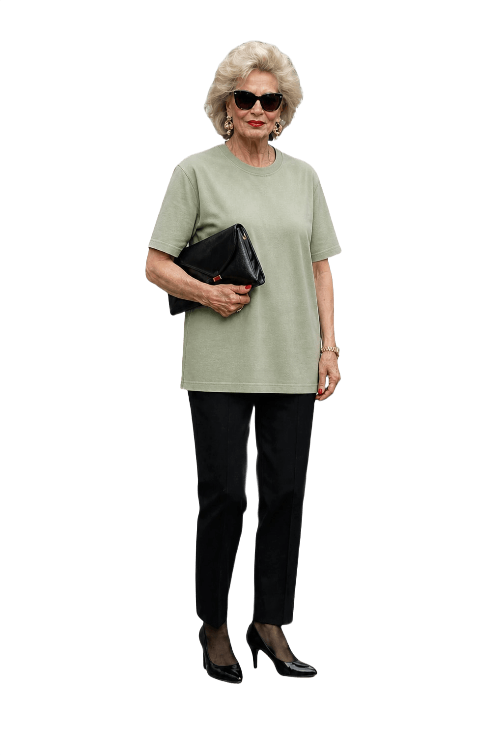 A light green cotton t-shirt featuring a classic crew neck and short sleeves. Th - Model