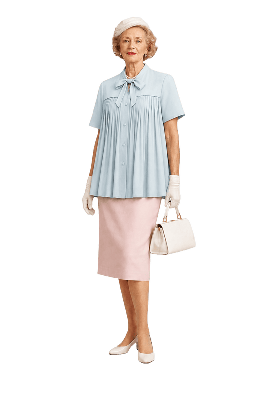 1950s Light Blue Rayon Blouse - Model