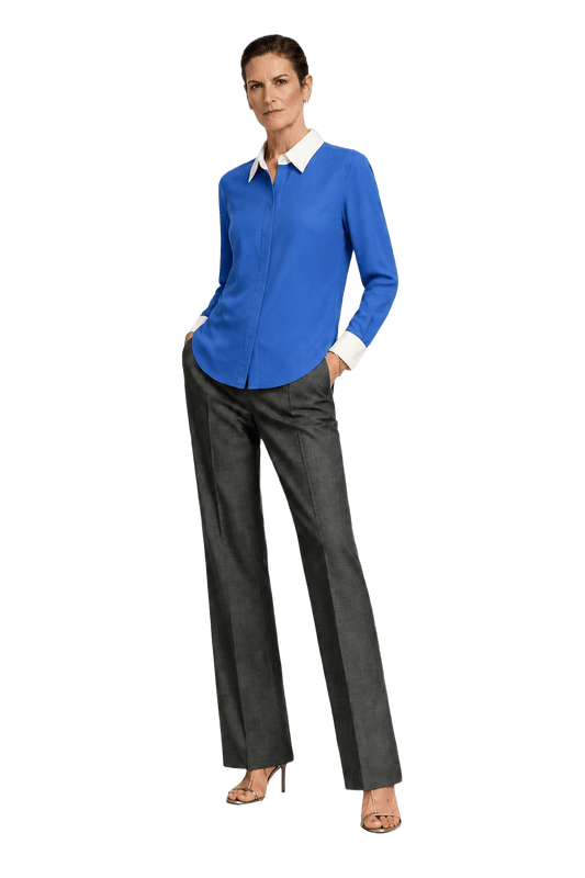 1990s Blue Cotton Shirt - Model