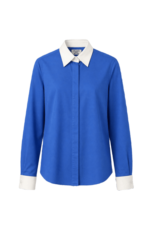 1990s Blue Cotton Shirt - Front View