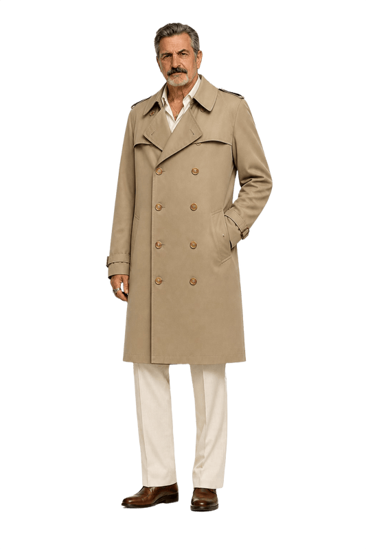 1980s Khaki Cotton Blend Trench Coat - Model