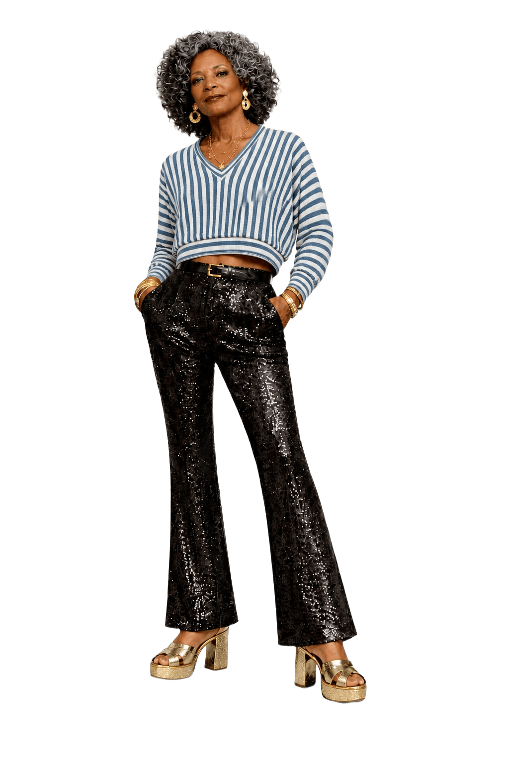 1980s Blue Cotton Sweater - Model