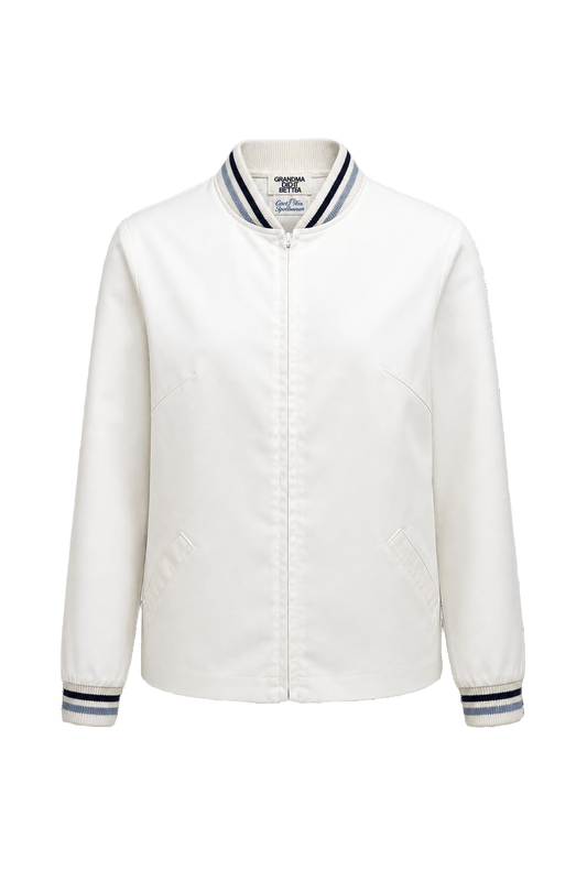 1980s Cream White Cotton Jacket - Front View