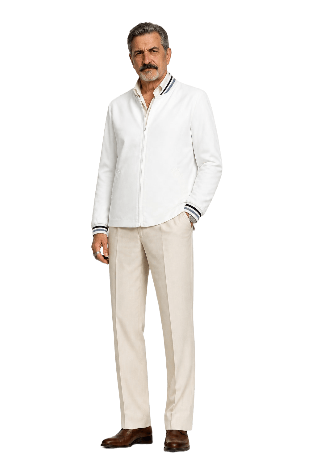 1980s Cream White Cotton Jacket - Model