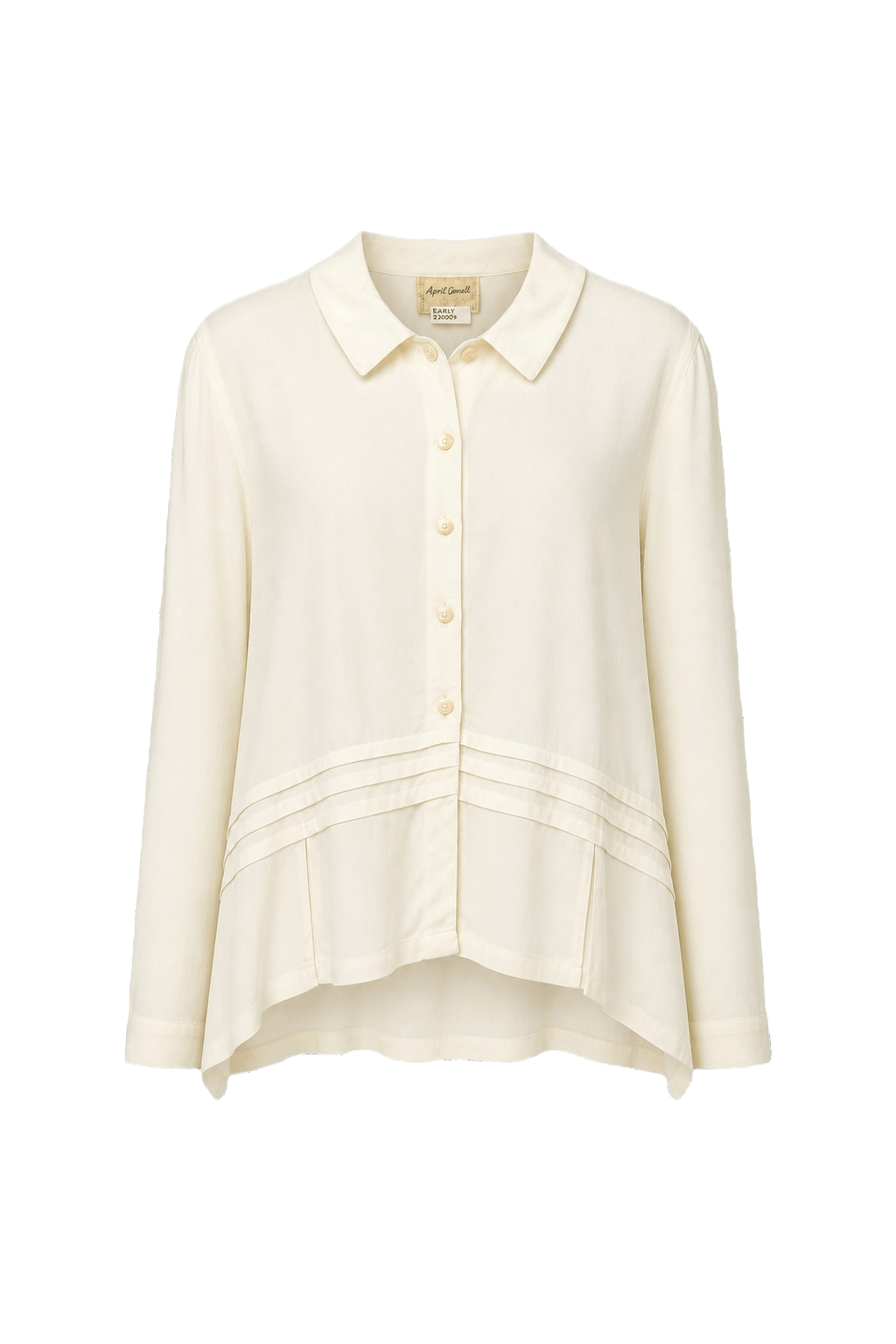 2000s Cream White Rayon Blouse - Front View