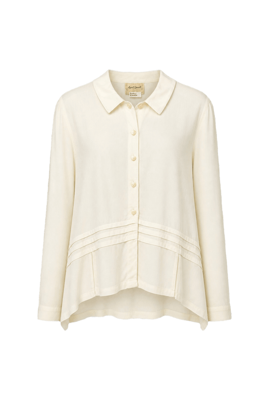 2000s Cream White Rayon Blouse - Front View