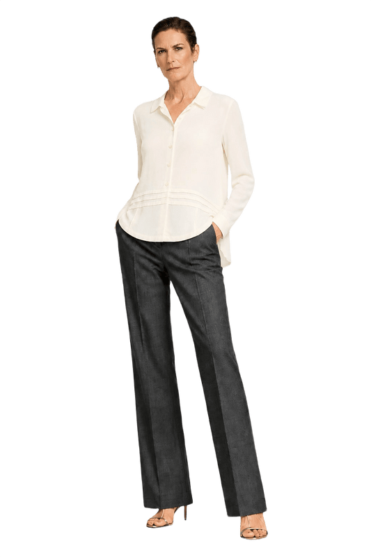 2000s Cream White Rayon Blouse - Model