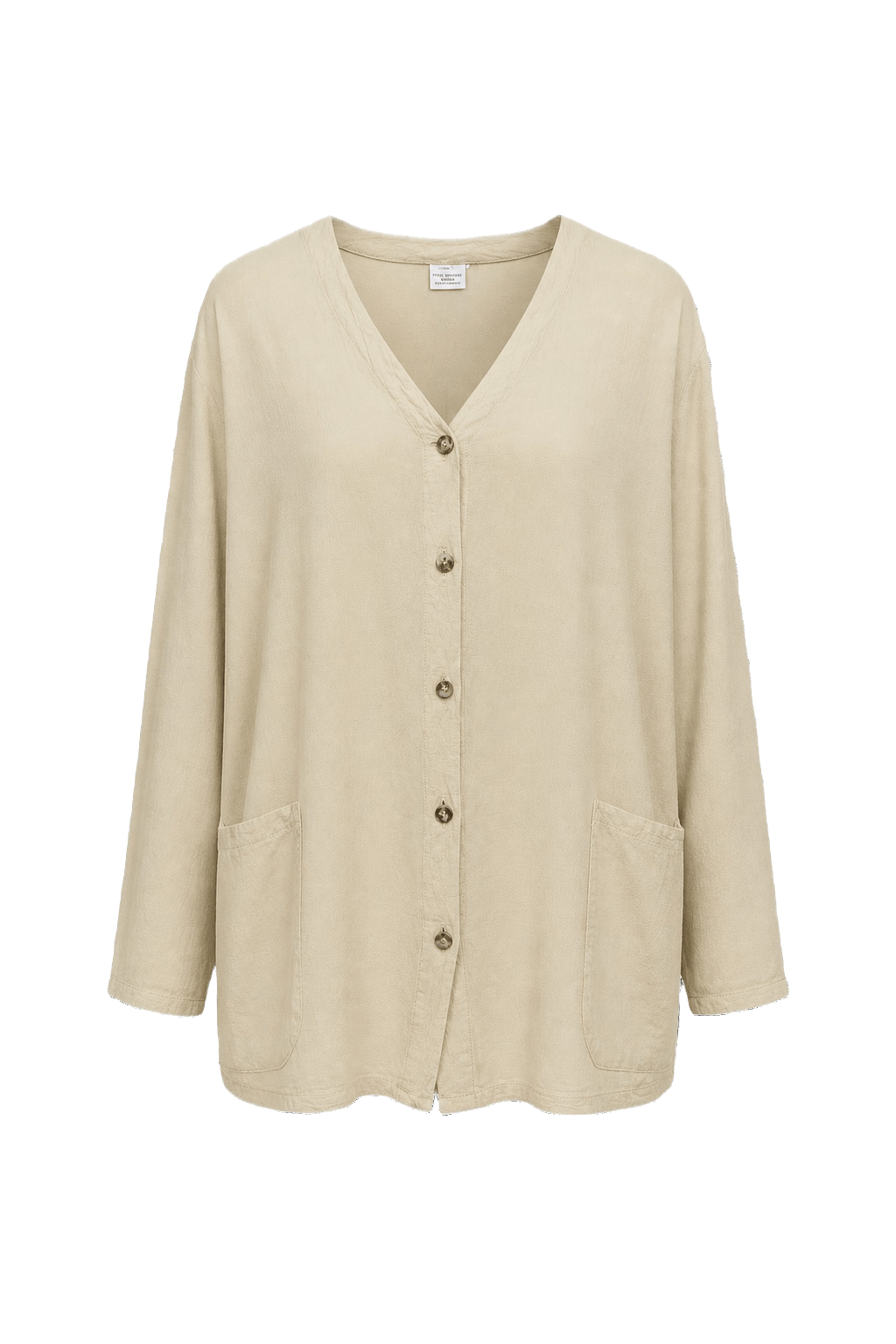 1990s Beige Rayon Blouse - Front View